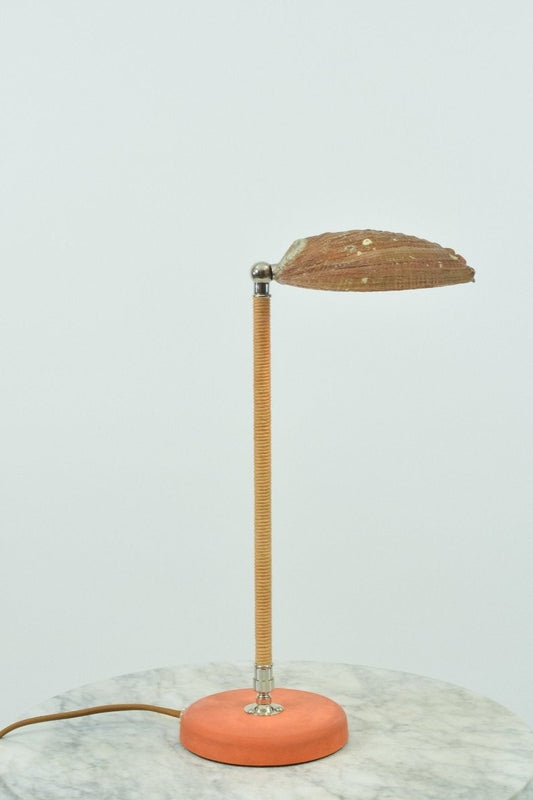 Abalone Task Lamp with Natural Seashell Shade in Chrome — Model No. 022A - Tennant New York