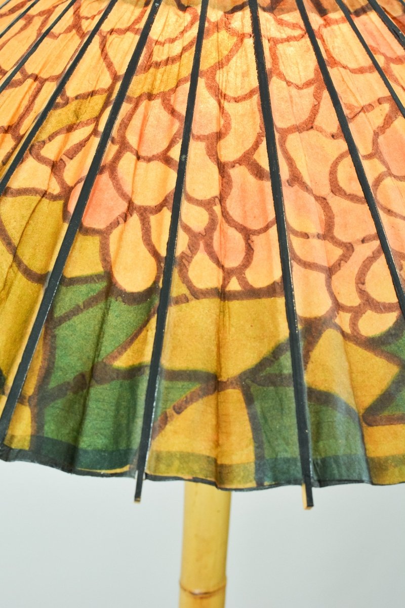 Big Bambu ‘Tiffany’ Floor Lamp with Vintage Japanese Parasol Shade — Model No. 042 - Tennant New York