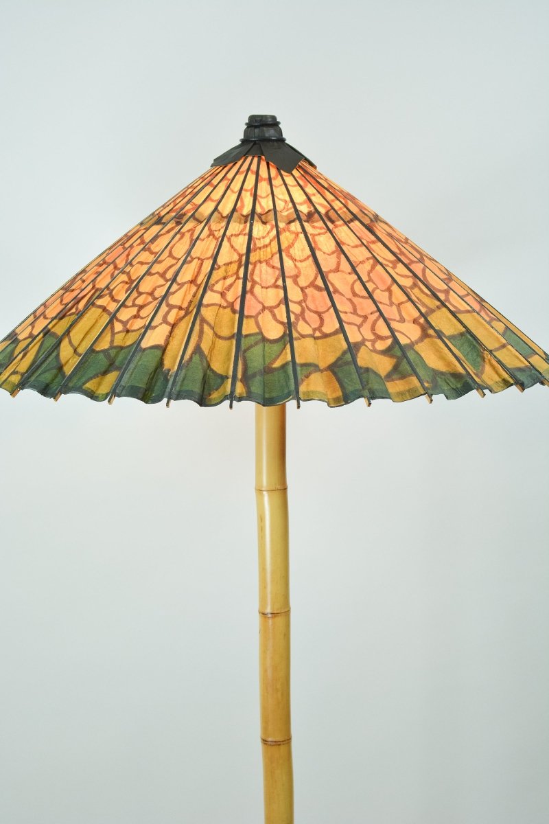 Big Bambu ‘Tiffany’ Floor Lamp with Vintage Japanese Parasol Shade — Model No. 042 - Tennant New York