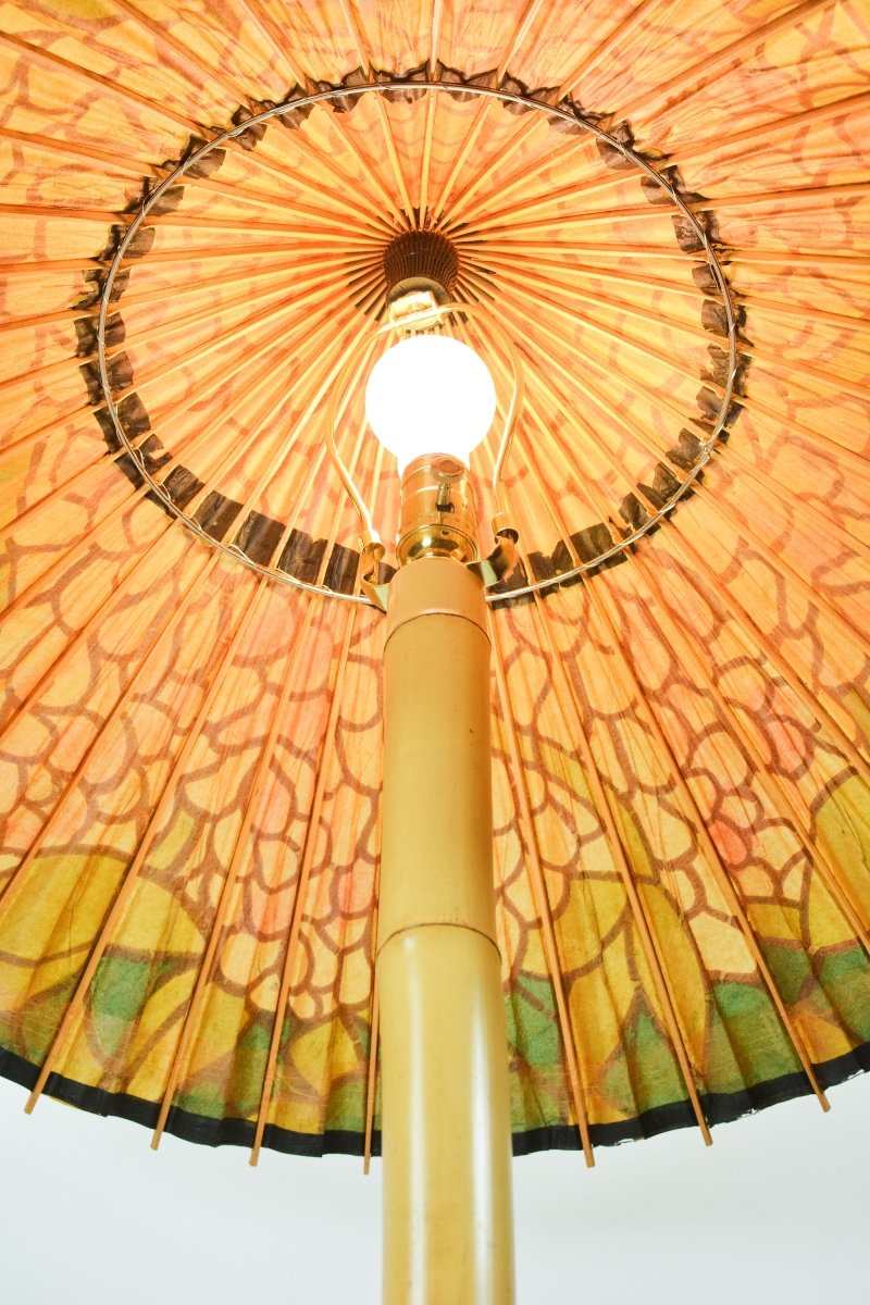 Big Bambu ‘Tiffany’ Floor Lamp with Vintage Japanese Parasol Shade — Model No. 042 - Tennant New York