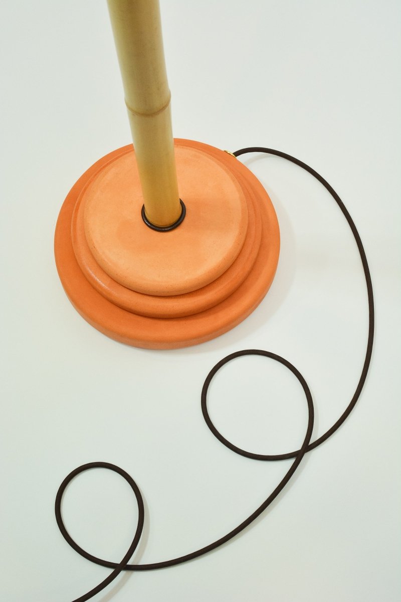 Big Bambu ‘Tiffany’ Floor Lamp with Vintage Japanese Parasol Shade — Model No. 042 - Tennant New York