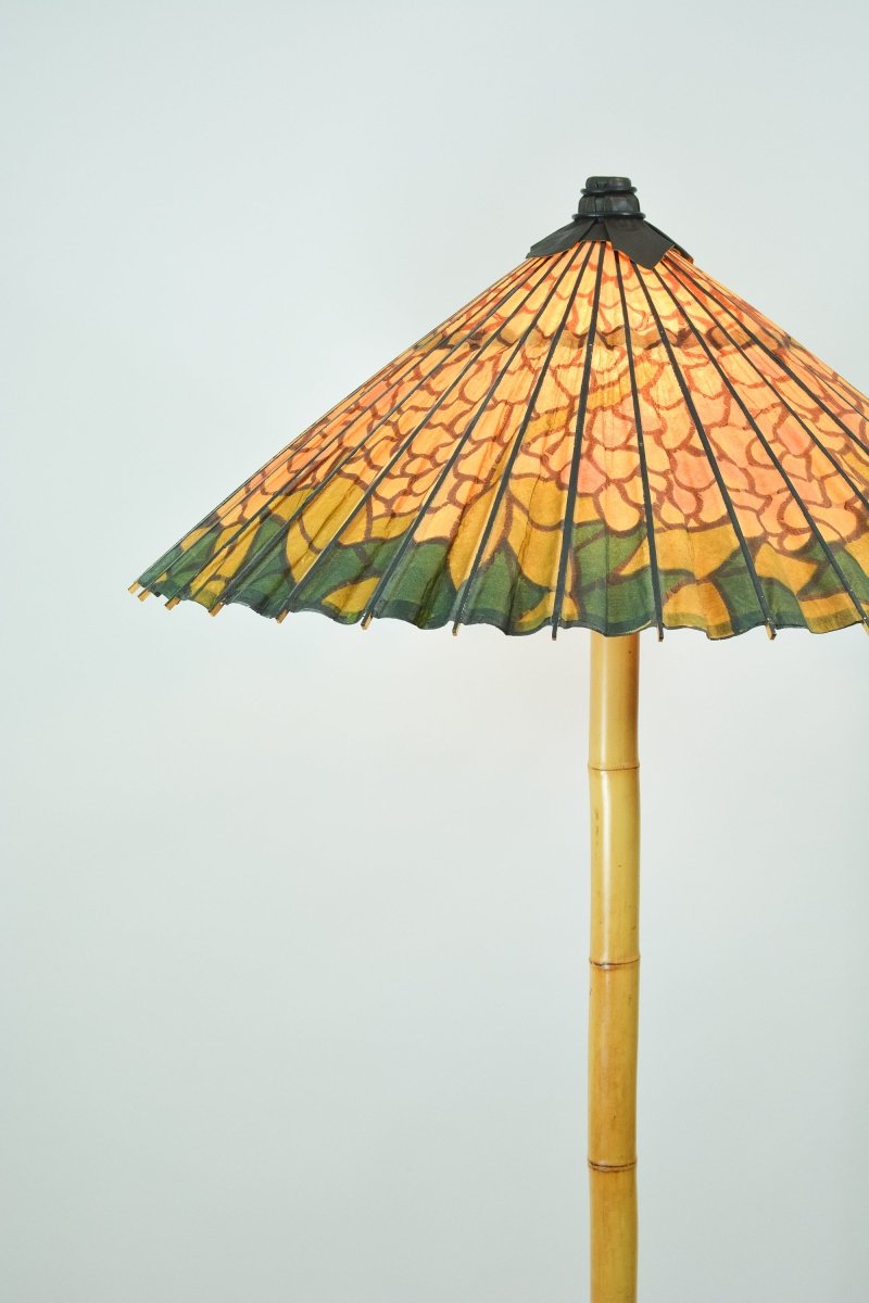 Big Bambu ‘Tiffany’ Floor Lamp with Vintage Japanese Parasol Shade — Model No. 042 - Tennant New York