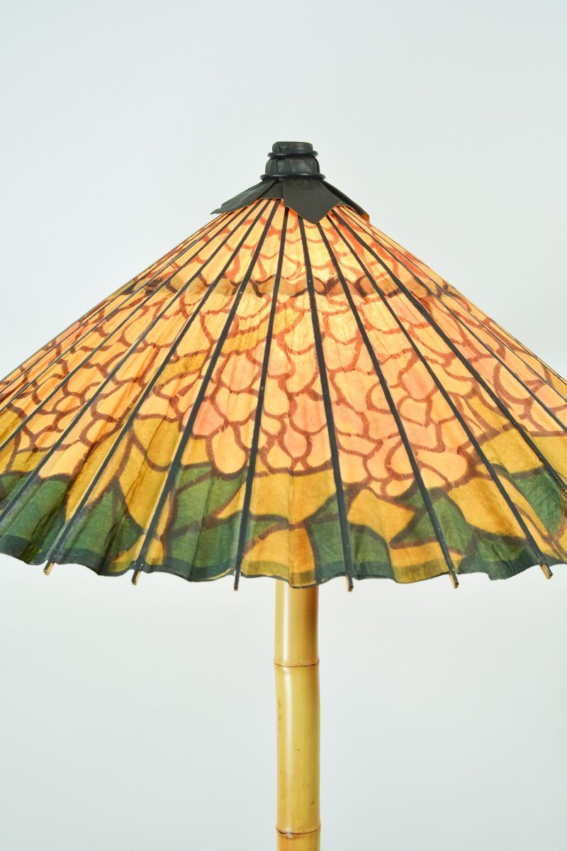 Big Bambu ‘Tiffany’ Floor Lamp with Vintage Japanese Parasol Shade — Model No. 042 - Tennant New York