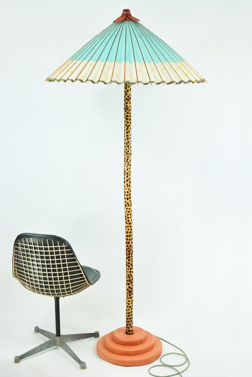 ‘Blue Cheetah’ Big Bambu Monumental Floor Lamp — Model No. 038 - Tennant New York