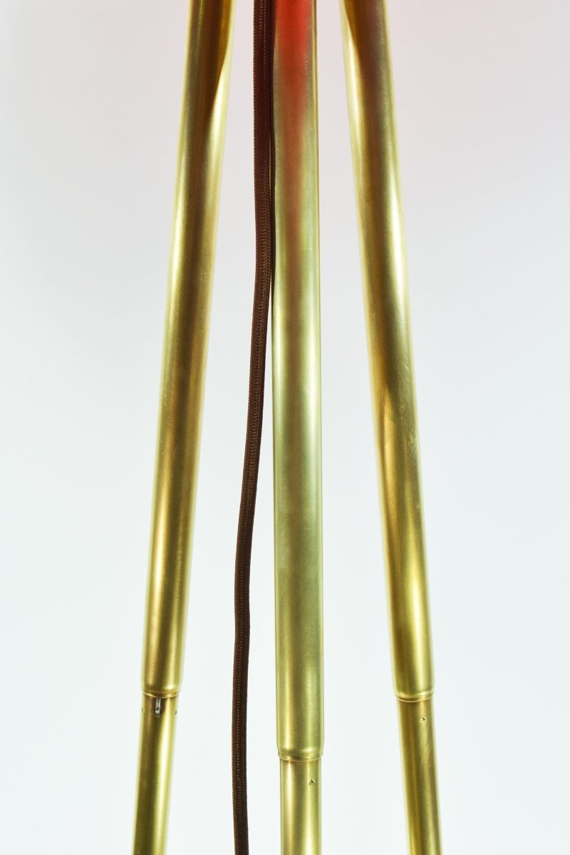 Jumbo Horst Tripod Lamp in Brass with Black Parasol Shade — Model No. 043 - Tennant New York