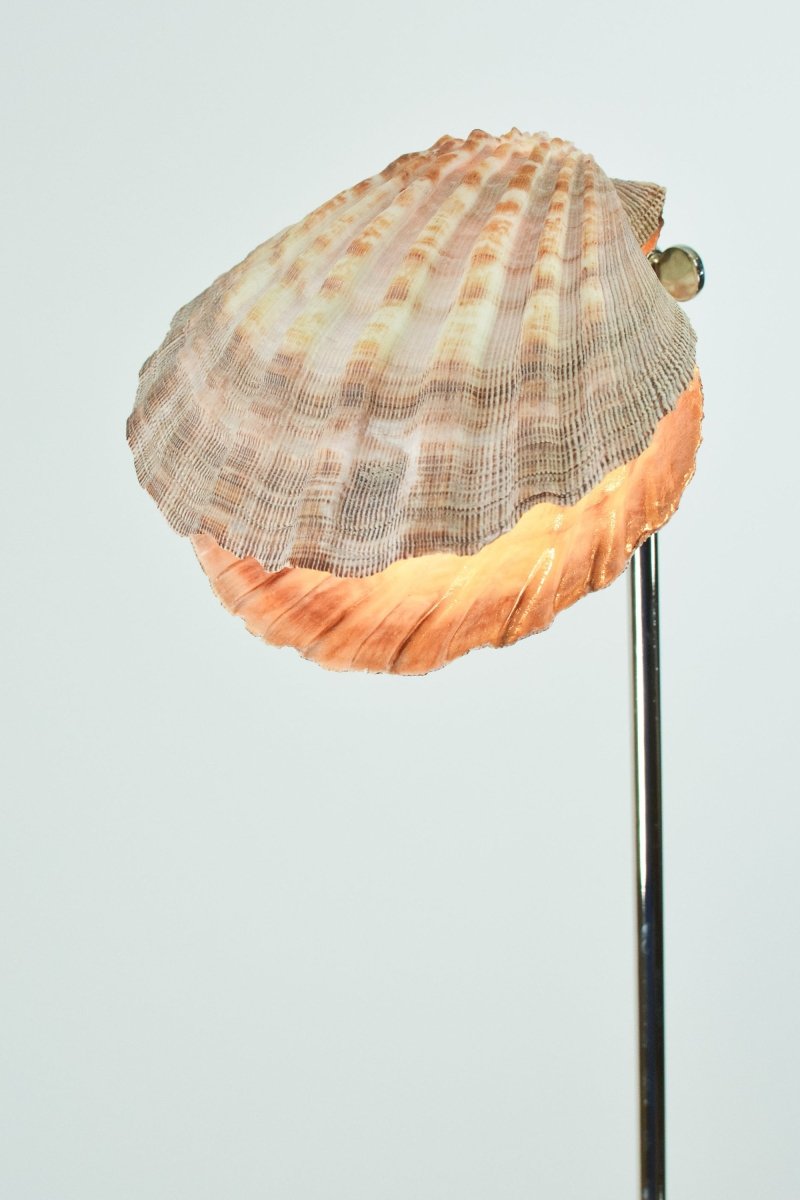 Lavender Lion's Paw Floor Lamp with Purple Scallop Shell Shade in Nickel — Model No. 045A - Tennant New York