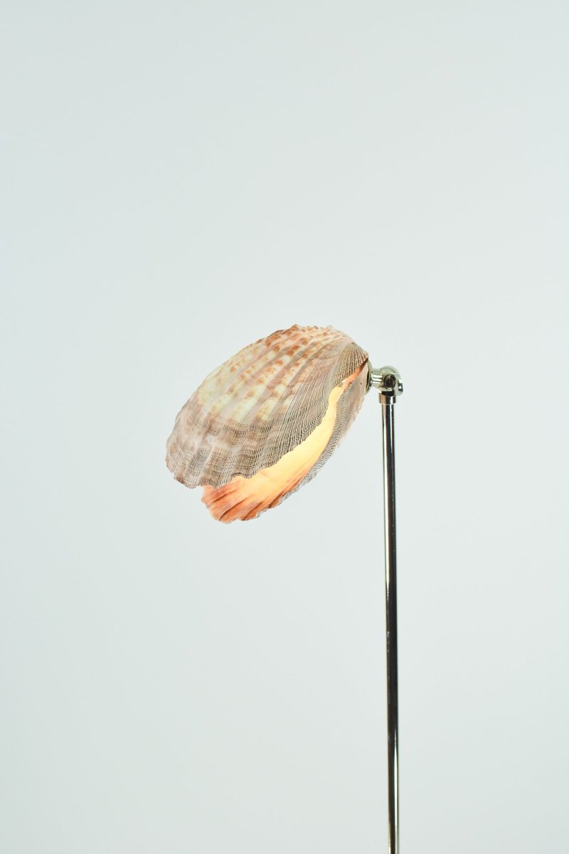 Lavender Lion's Paw Floor Lamp with Purple Scallop Shell Shade in Nickel — Model No. 045A - Tennant New York