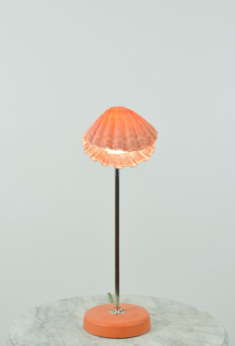 Lion's Paw Table Lamp with Natural Scallop Shell Shade in Chrome — Model No. 019B - Tennant New York