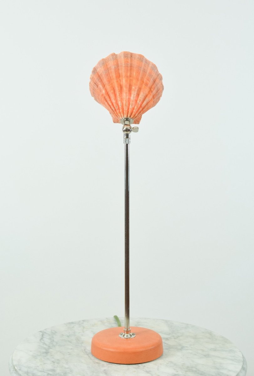 Lion's Paw Table Lamp with Natural Scallop Shell Shade in Chrome — Model No. 019B - Tennant New York