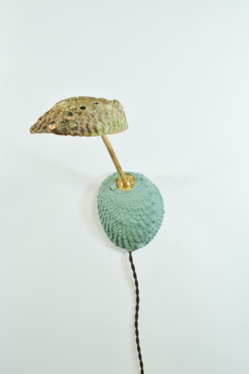 Ospedaletti Bamboo Reading Sconce with Natural Abalone Shell Shade — Model No. 028 - Tennant New York