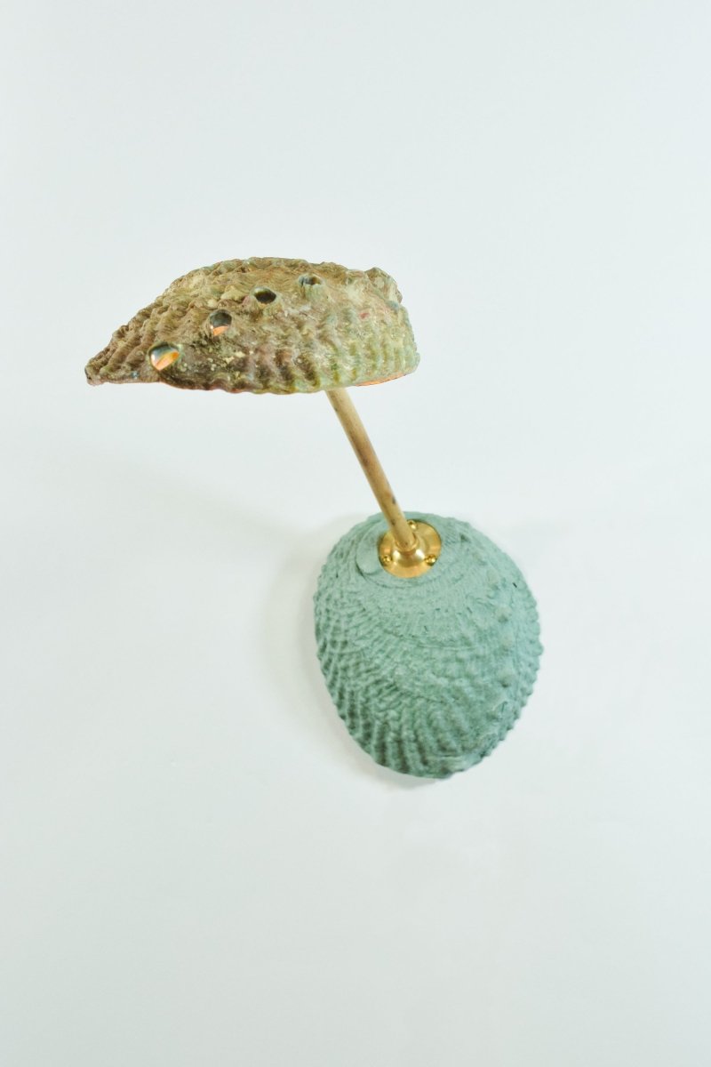 Ospedaletti Bamboo Reading Sconce with Natural Abalone Shell Shade — Model No. 028 - Tennant New York