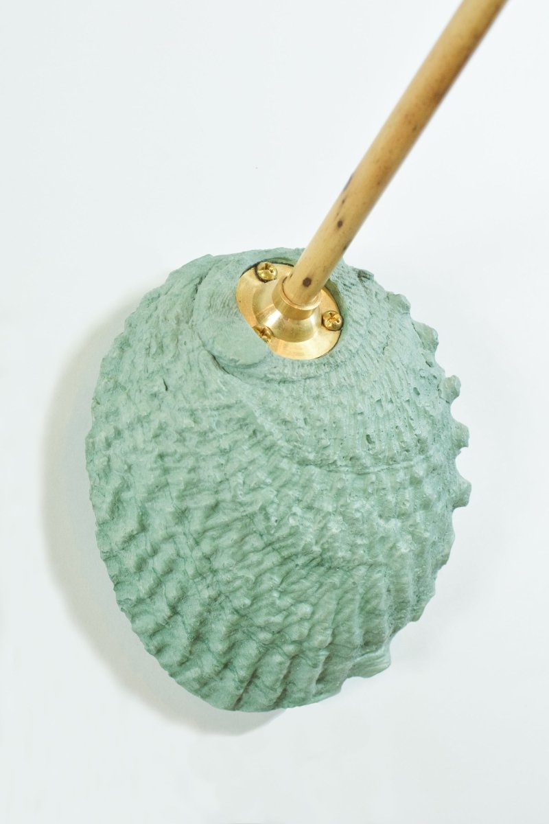 Ospedaletti Bamboo Reading Sconce with Natural Abalone Shell Shade — Model No. 028 - Tennant New York