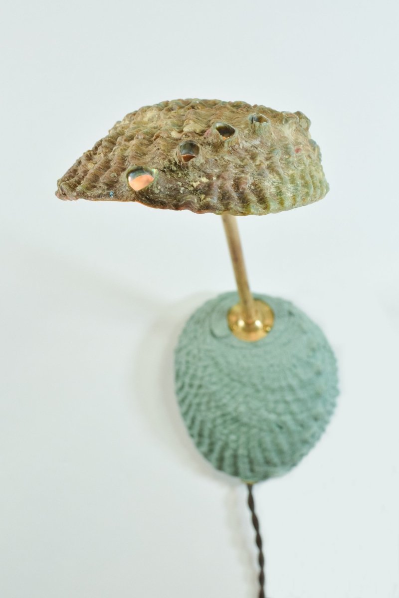 Ospedaletti Bamboo Reading Sconce with Natural Abalone Shell Shade — Model No. 028 - Tennant New York