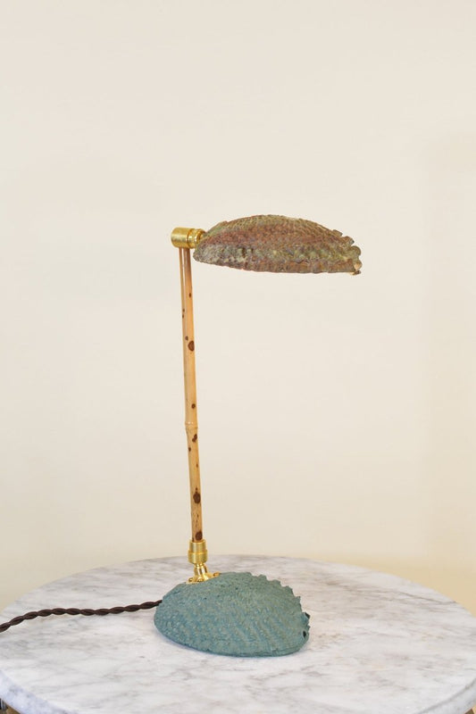 Ospedaletti Bamboo Table Lamp with Natural Abalone Shell Shade — Model No. 029 - Tennant New York