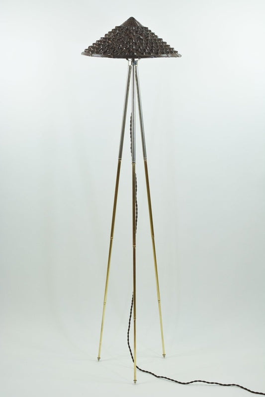 Two - Tone Horst Tripod Floor Lamp with Brown Pagoda Shade — Model No. 006C - Tennant New York