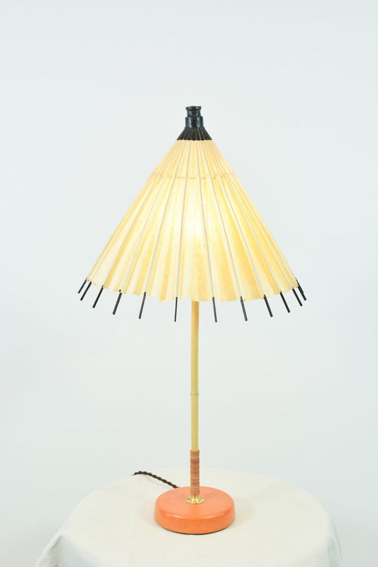World's Fair Bamboo Table Lamp with Vintage Japanese Parasol Shade — Model No. 035 - Tennant New York