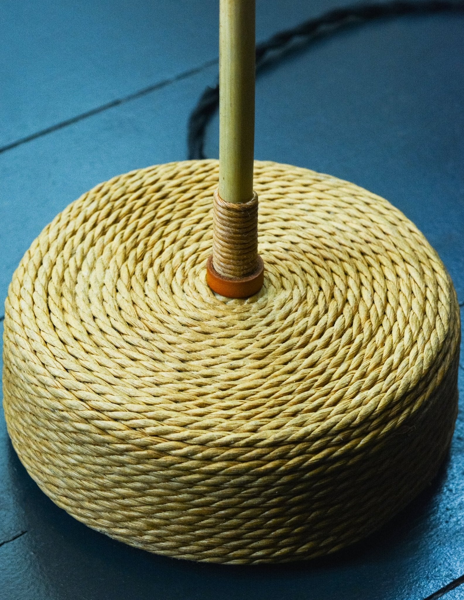 1933 'World's Fair' Bamboo Cocktail Lamp with Parasol Shade and Coiled Seagrass Base — Model No. 004A - Tennant New York