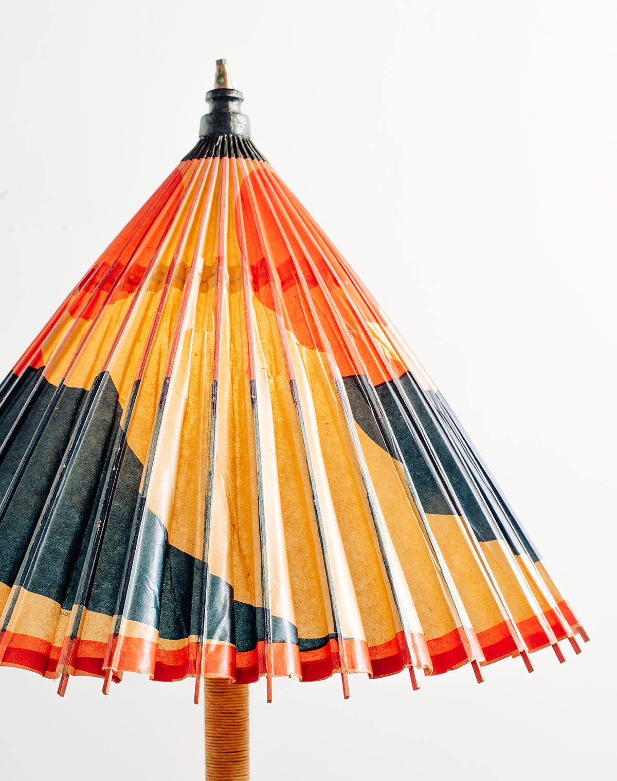 1933 Chicago 'World’s Fair' Bamboo Floor Lamp with Parasol Shade and Coiled Seagrass Base — Model No. 001 - Tennant New York