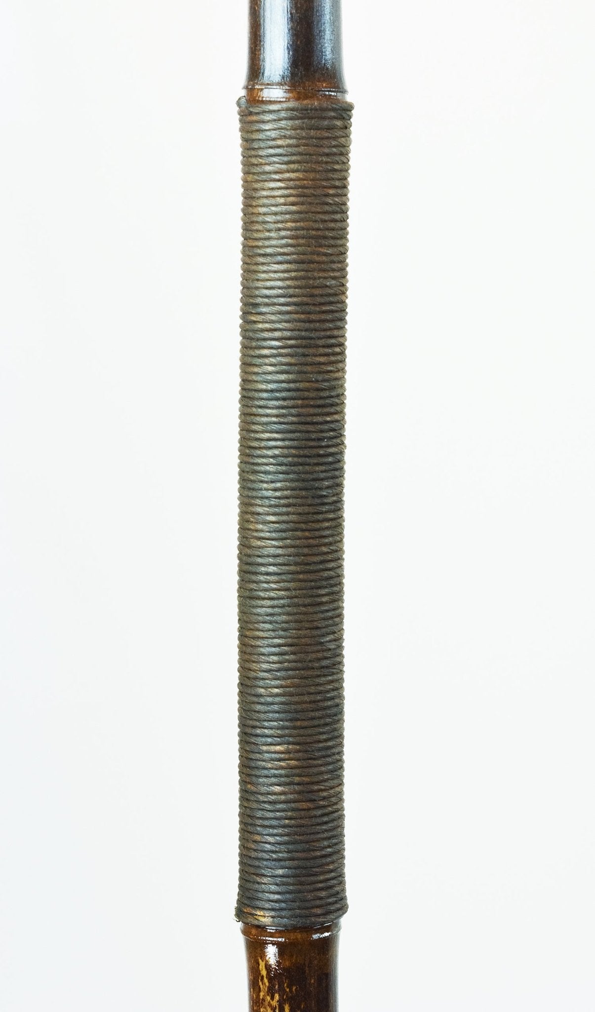 1933 'World’s Fair' Black Bamboo Floor Lamp with Parasol Shade and Coiled Seagrass Base — Model No. 001A - Tennant New York