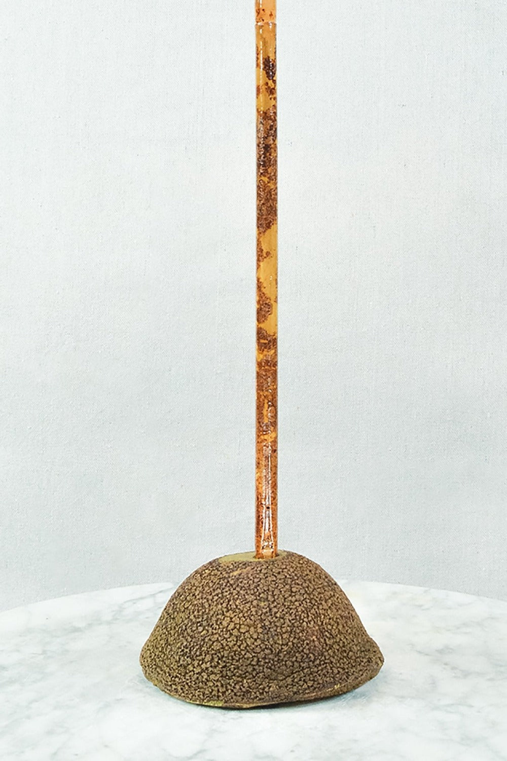 'Aloha Modern' Bamboo Table Lamp with Coconut Base and Japanese Hibiscus Parasol Shade — Model No. 018 - Tennant New York