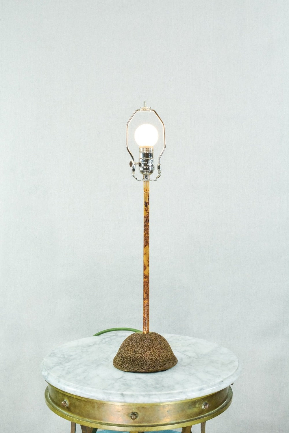 'Aloha Modern' Bamboo Table Lamp with Coconut Base and Japanese Hibiscus Parasol Shade — Model No. 018 - Tennant New York