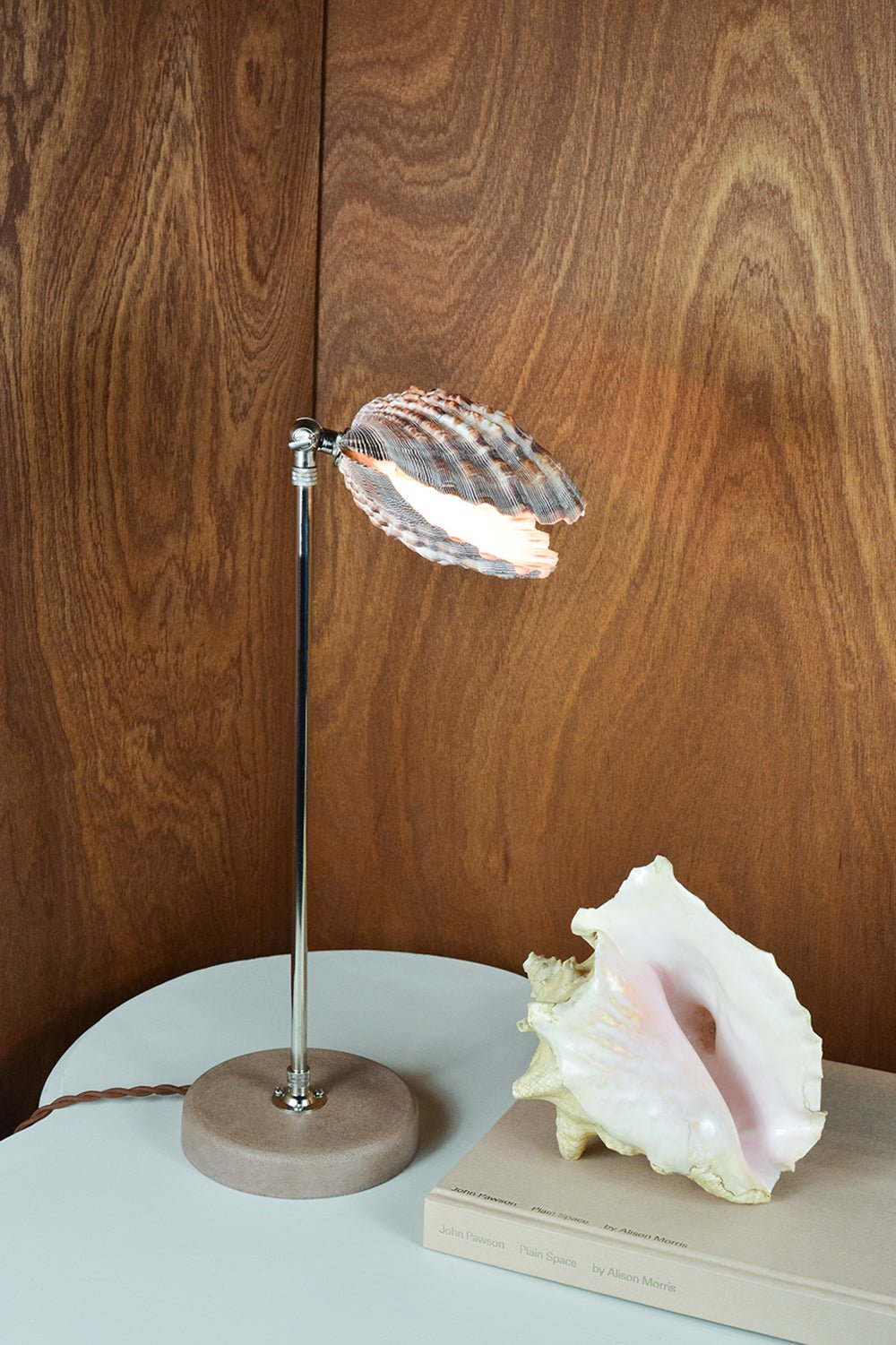 'Lavender Lion's Paw Lamp' with Natural Scallop Shell Shade — Model No. 019A - Tennant New York