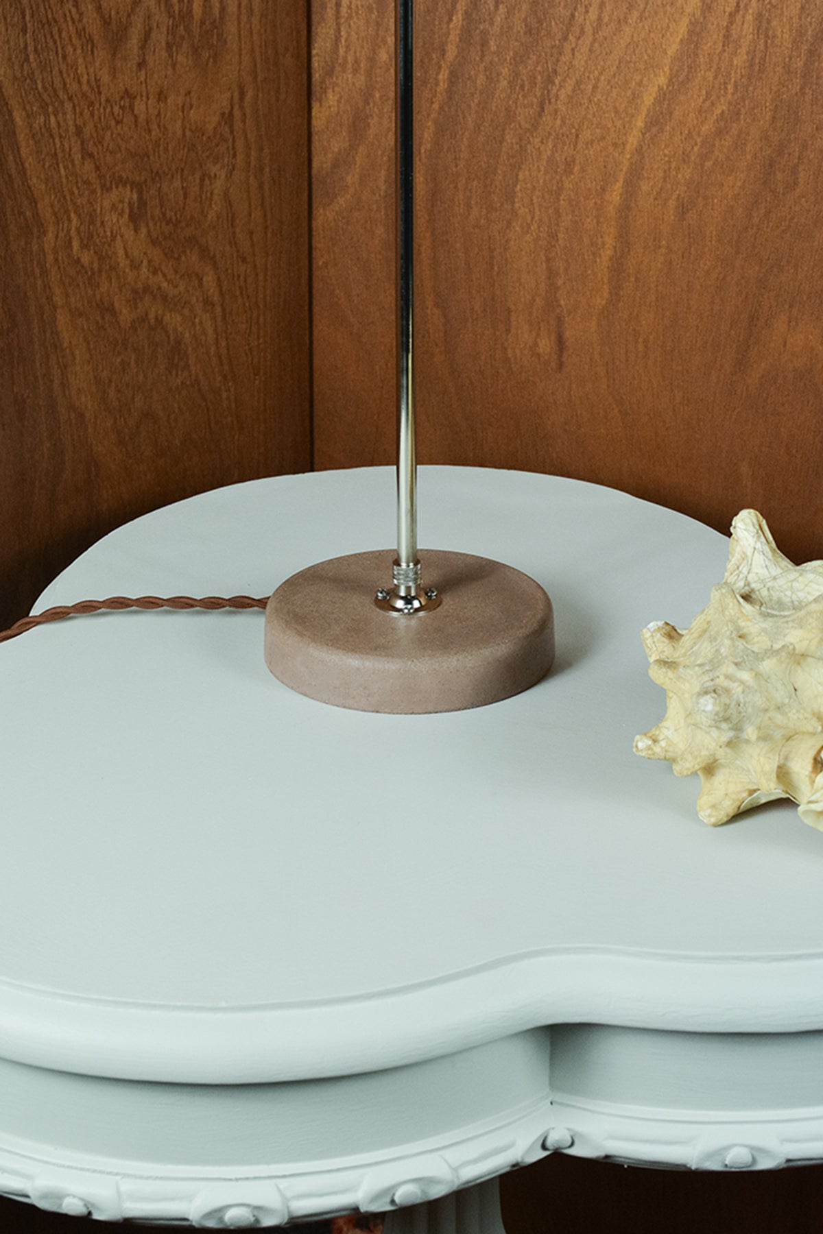 'Lavender Lion's Paw Lamp' with Natural Scallop Shell Shade — Model No. 019A - Tennant New York