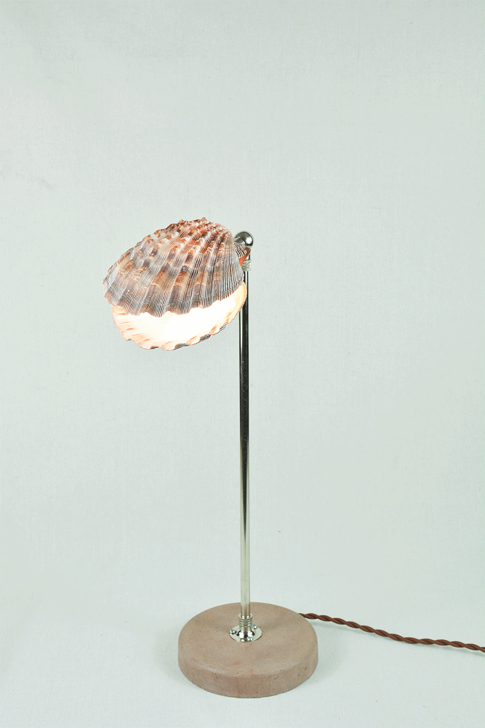'Lavender Lion's Paw Lamp' with Natural Scallop Shell Shade — Model No. 019A - Tennant New York
