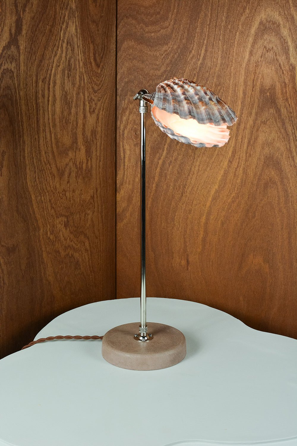 'Lavender Lion's Paw Lamp' with Natural Scallop Shell Shade — Model No. 019A - Tennant New York