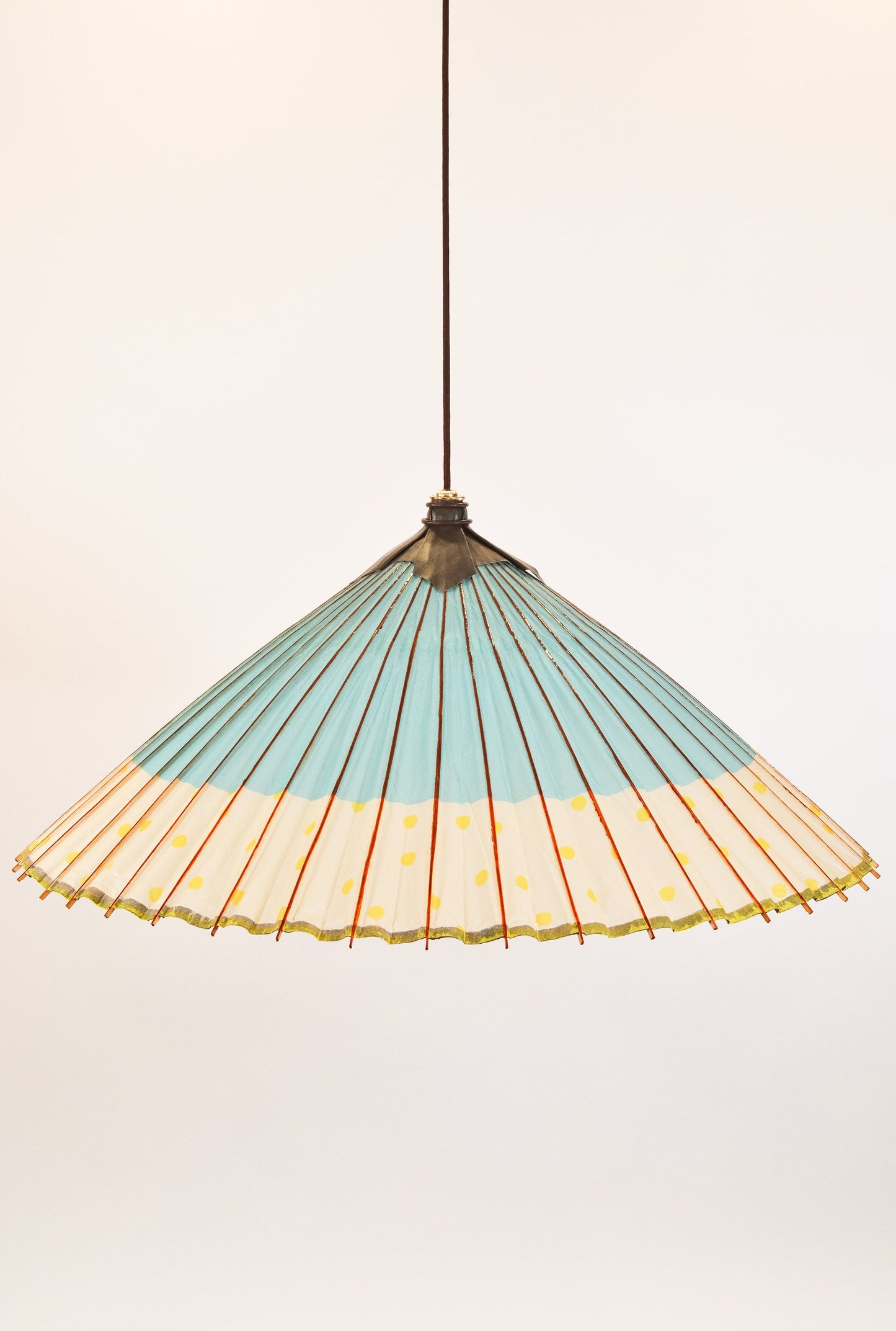 Isla Oversized Parasol Pendant with Blue and Yellow Spotted Shade — Model No. 046B