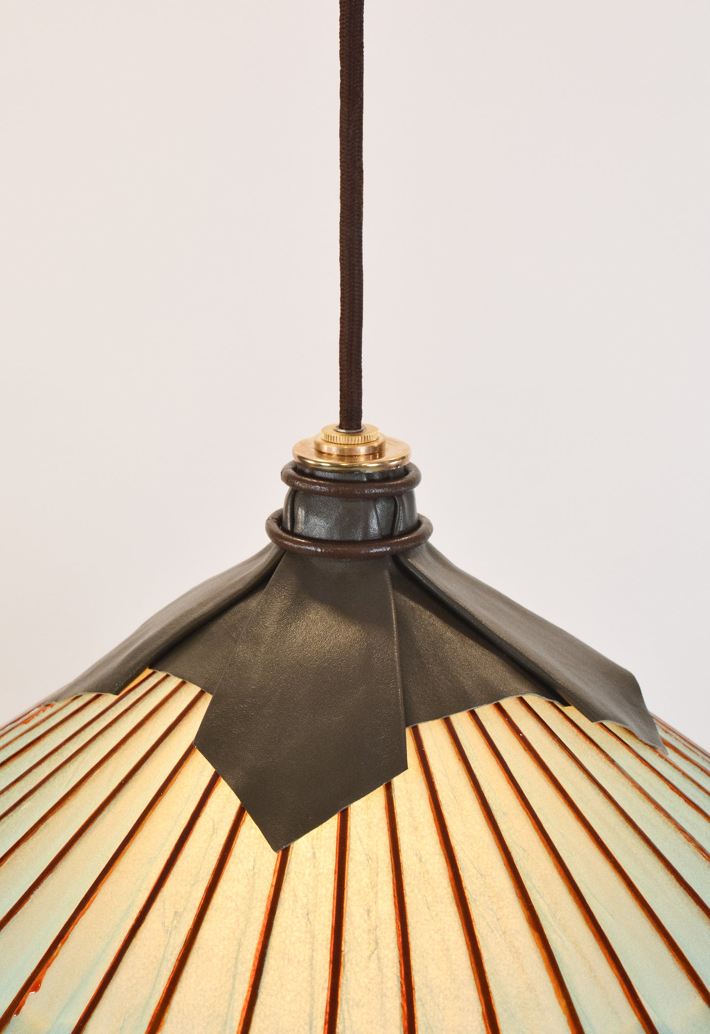 Isla Oversized Parasol Pendant with Blue and Yellow Spotted Shade — Model No. 046B