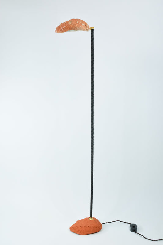 Double Abalone Library Lamp with Cast-Plaster Base and Seashell Shade — Model No. 050