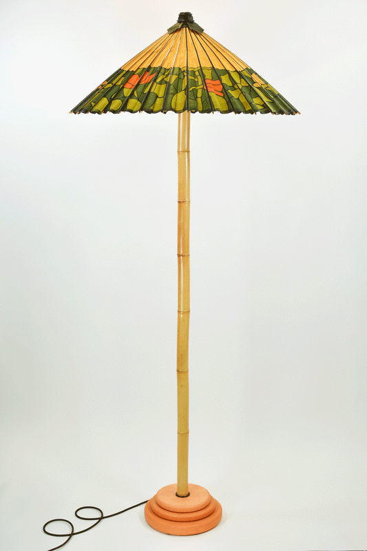 Big Bambu ‘Tiffany II’ Floor Lamp with Vintage Japanese Parasol Shade — Model No. 042A
