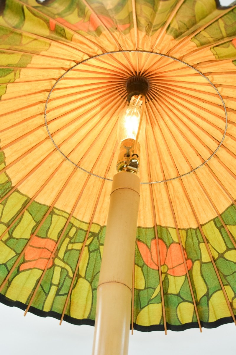 Big Bambu ‘Tiffany II’ Floor Lamp with Vintage Japanese Parasol Shade — Model No. 042A - Tennant New York