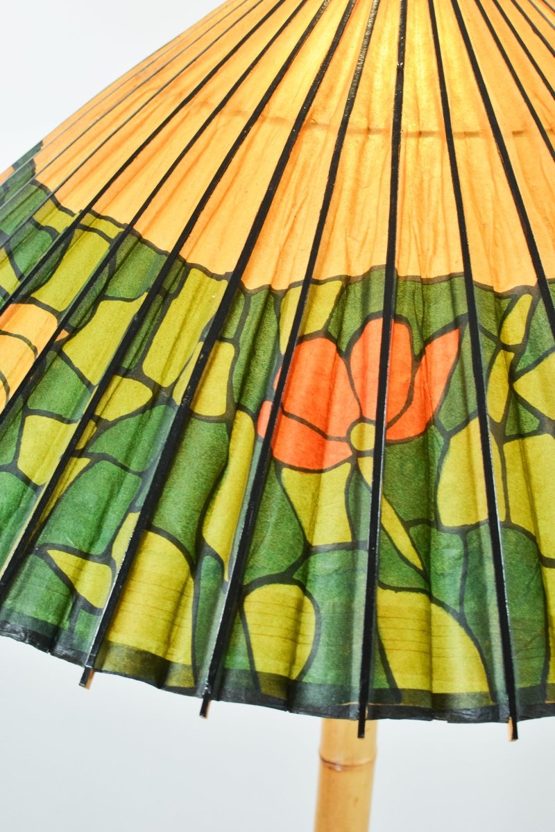 Big Bambu ‘Tiffany II’ Floor Lamp with Vintage Japanese Parasol Shade — Model No. 042A - Tennant New York