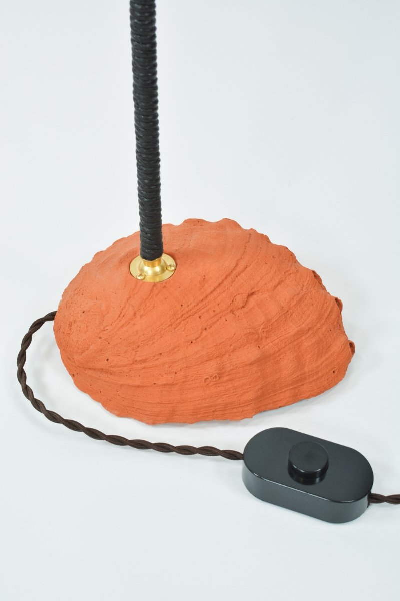 Double Abalone Library Lamp with Cast - Plaster Base and Seashell Shade — Model No. 050 - Tennant New York