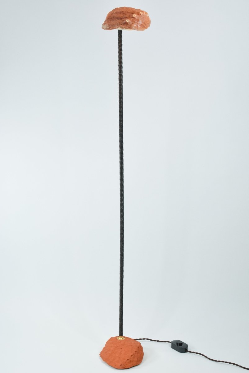 Double Abalone Library Lamp with Cast - Plaster Base and Seashell Shade — Model No. 050 - Tennant New York