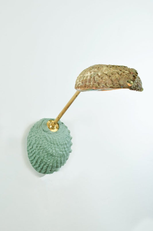 Ospedaletti Bamboo Reading Sconce with Natural Abalone Shell Shade — Model No. 028 - Tennant New York