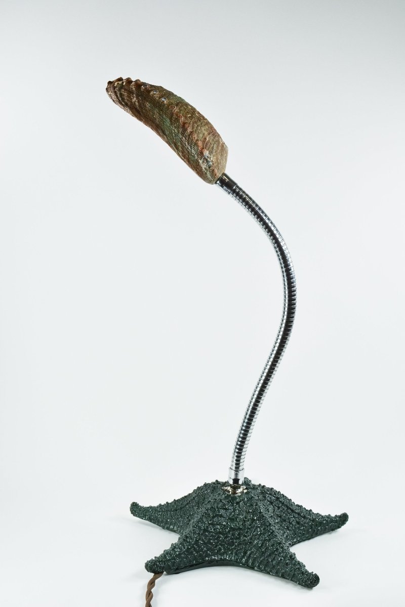 Strella Gooseneck Abalone Task Lamp with Glossy Green Base — Model No. 049A - Tennant New York