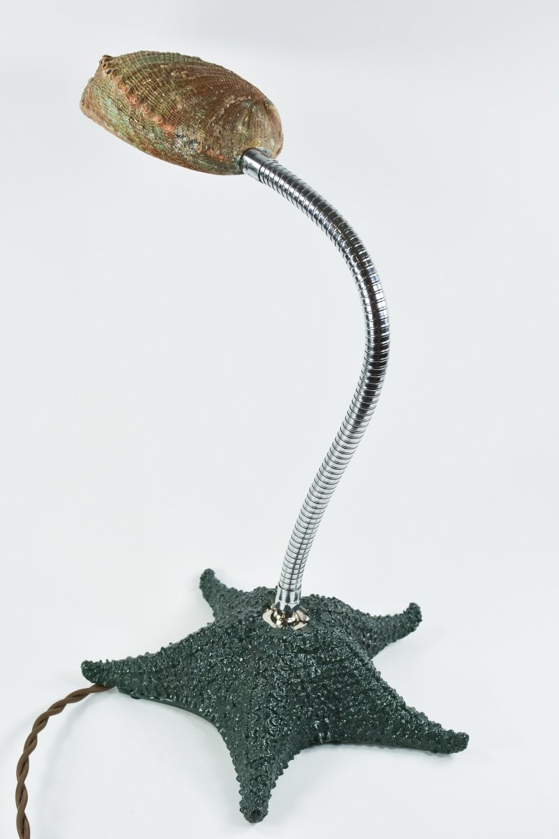 Strella Gooseneck Abalone Task Lamp with Glossy Green Base — Model No. 049A - Tennant New York