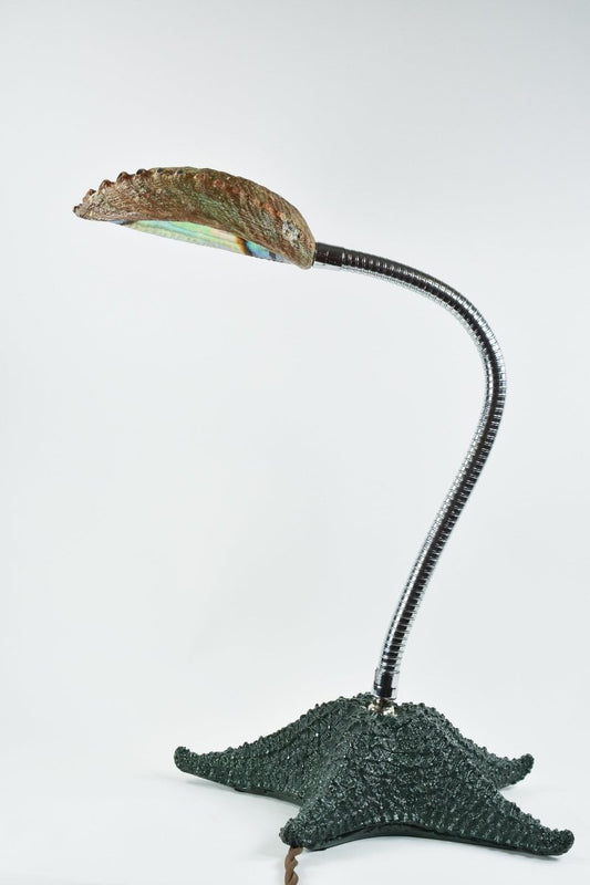Strella Gooseneck Abalone Task Lamp with Glossy Green Base — Model No. 049A - Tennant New York