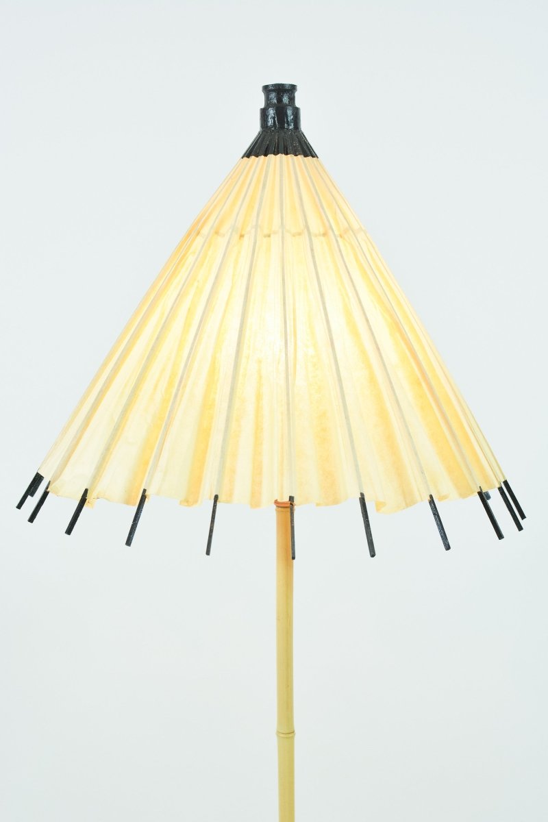 World's Fair Bamboo Table Lamp with Vintage Japanese Parasol Shade — Model No. 035 - Tennant New York