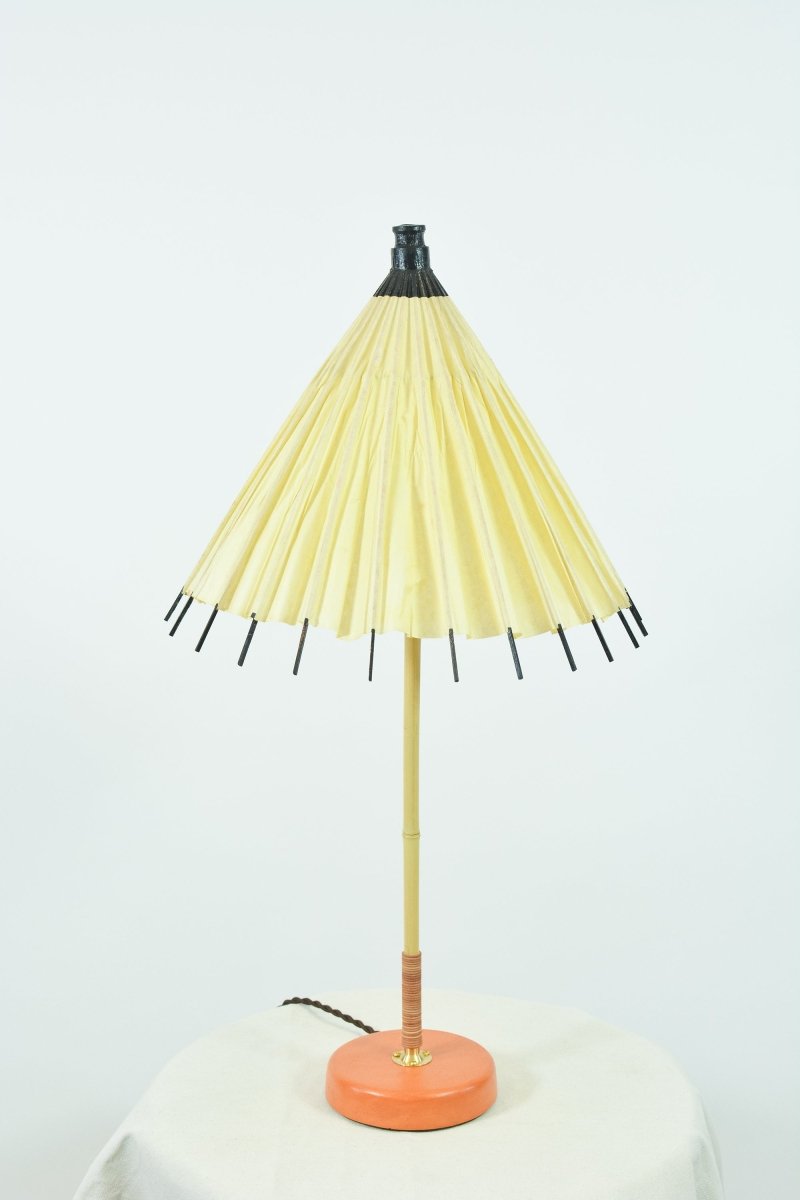 World's Fair Bamboo Table Lamp with Vintage Japanese Parasol Shade — Model No. 035 - Tennant New York