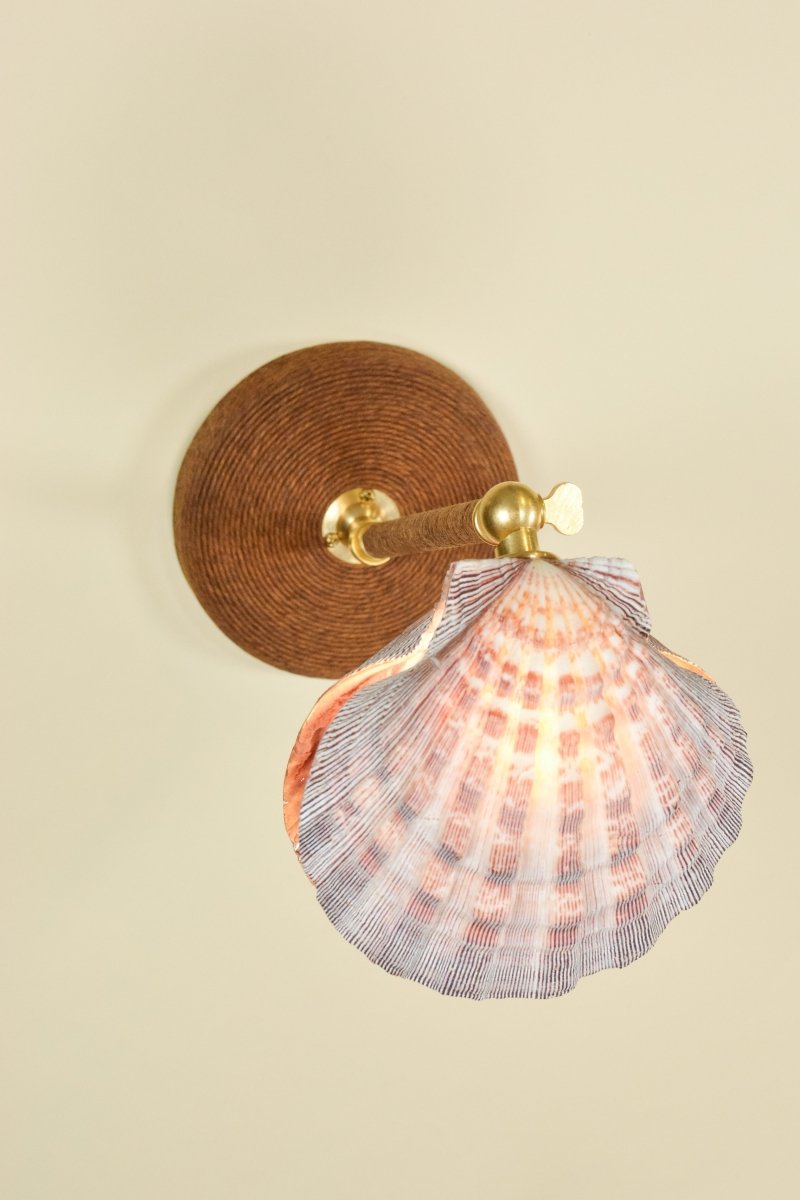 Wrapped Lavender Lion's Paw Sconce with Scallop Shell Shade — Model No. 024 - Tennant New York