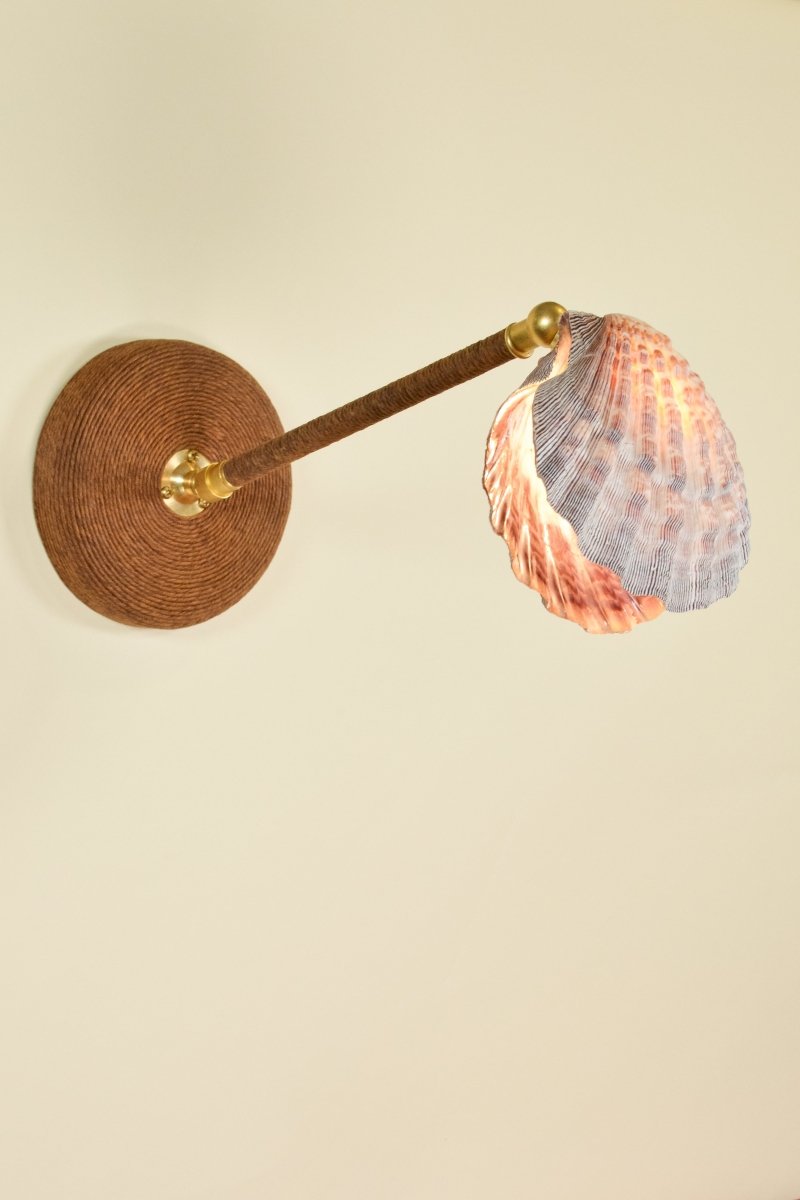 Wrapped Lavender Lion's Paw Sconce with Scallop Shell Shade — Model No. 024 - Tennant New York