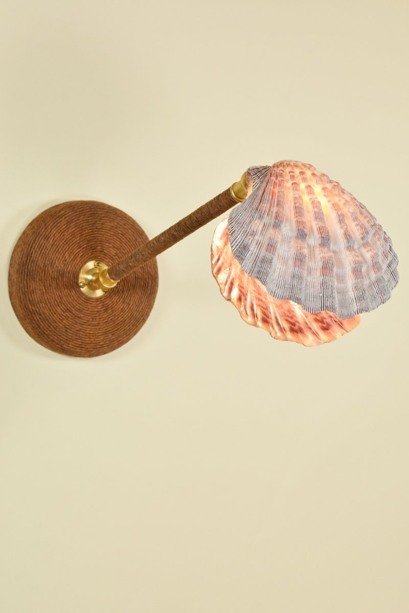 Wrapped Lavender Lion's Paw Sconce with Scallop Shell Shade — Model No. 024 - Tennant New York