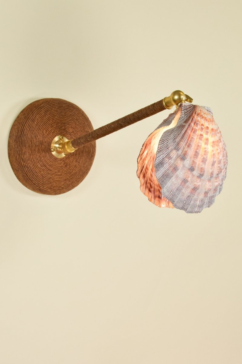 Wrapped Lavender Lion's Paw Sconce with Scallop Shell Shade — Model No. 024 - Tennant New York