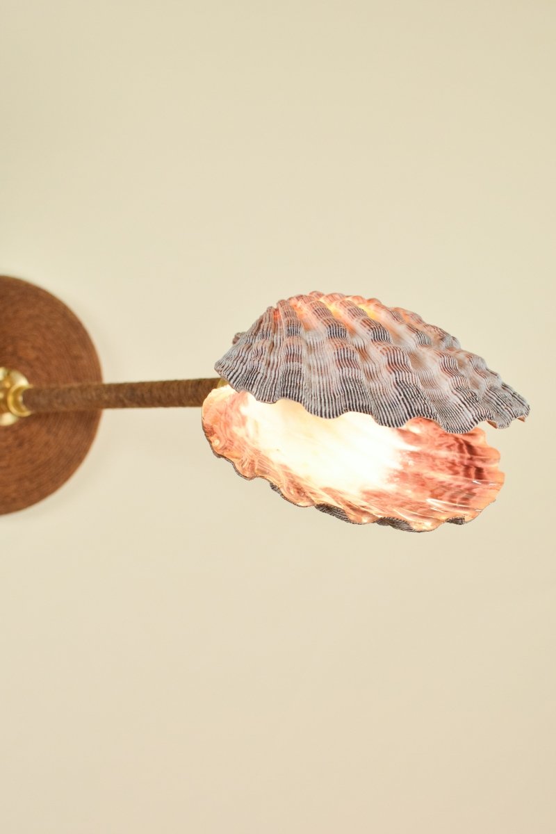 Wrapped Lavender Lion's Paw Sconce with Scallop Shell Shade — Model No. 024 - Tennant New York