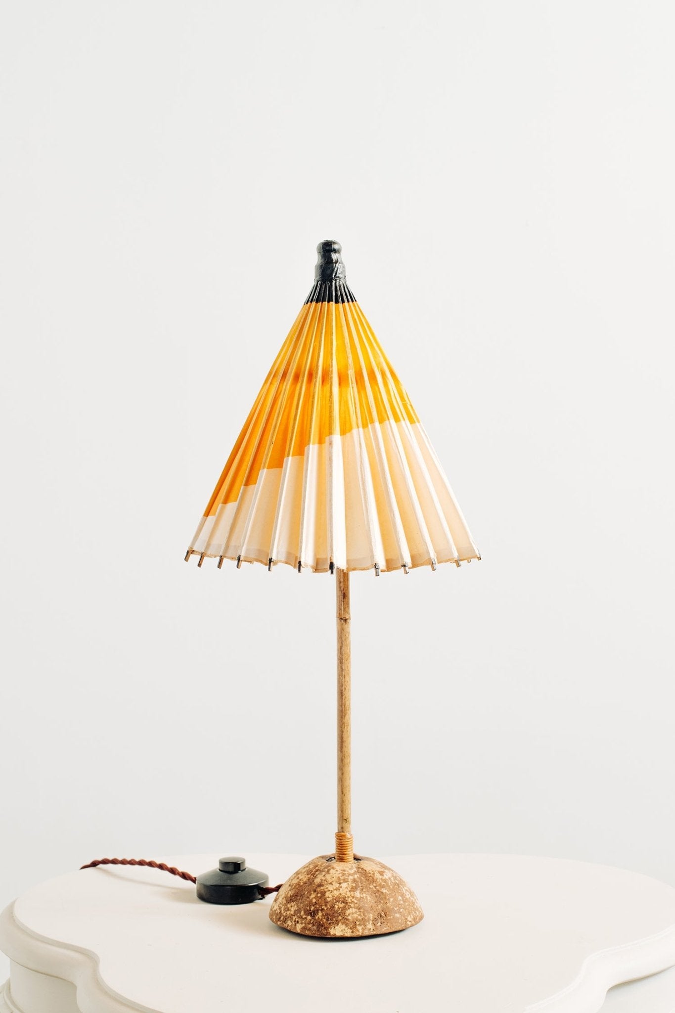 1933 Chicago 'World's Fair' Bamboo Cocktail Lamp with Parasol Shade and Coconut Base — Model No. 004 - Tennant New York