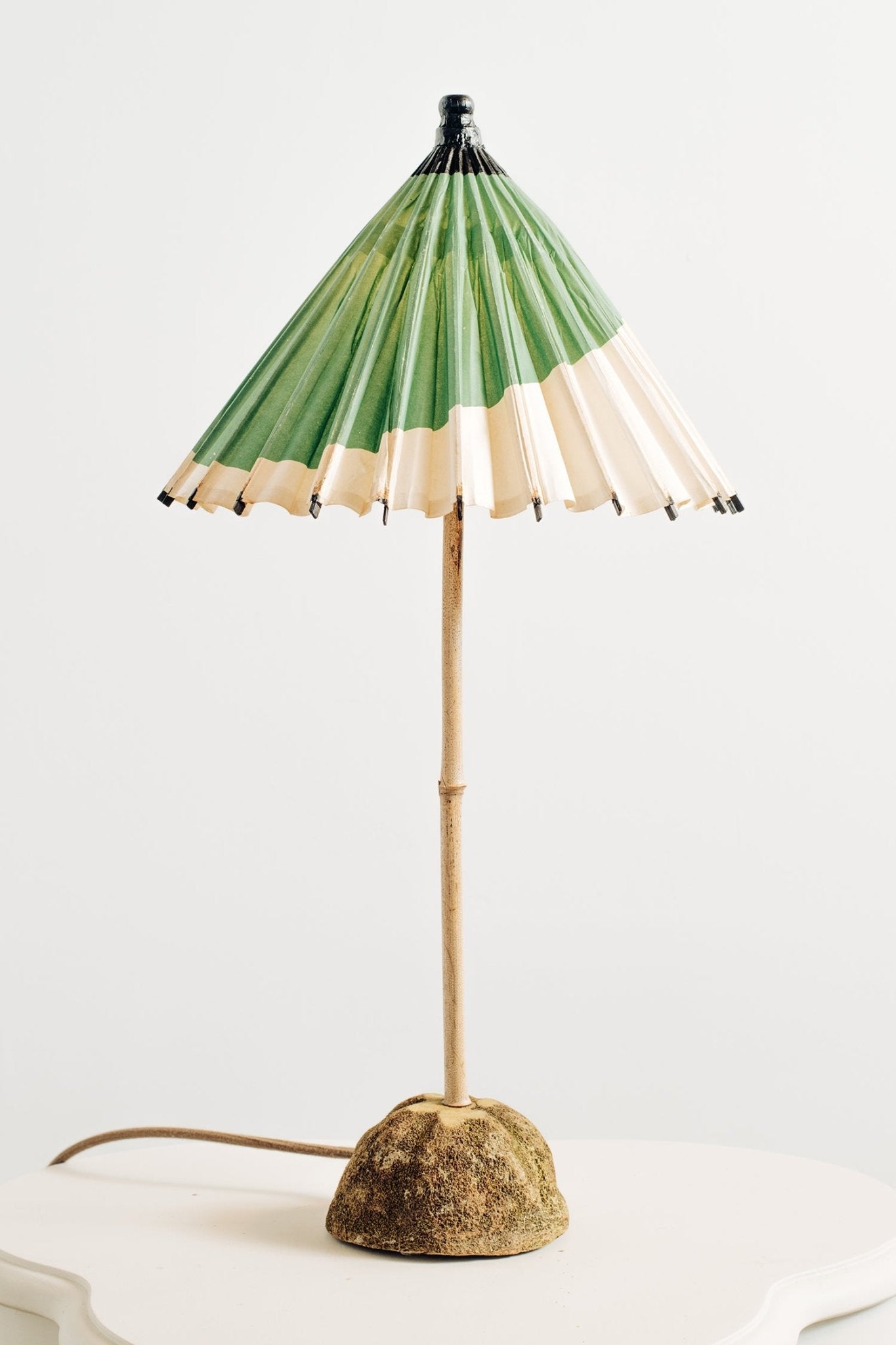 1933 Chicago 'World's Fair' Bamboo Table Lamp with Parasol Shade and Coconut Base — Model No. 003 - Tennant New York